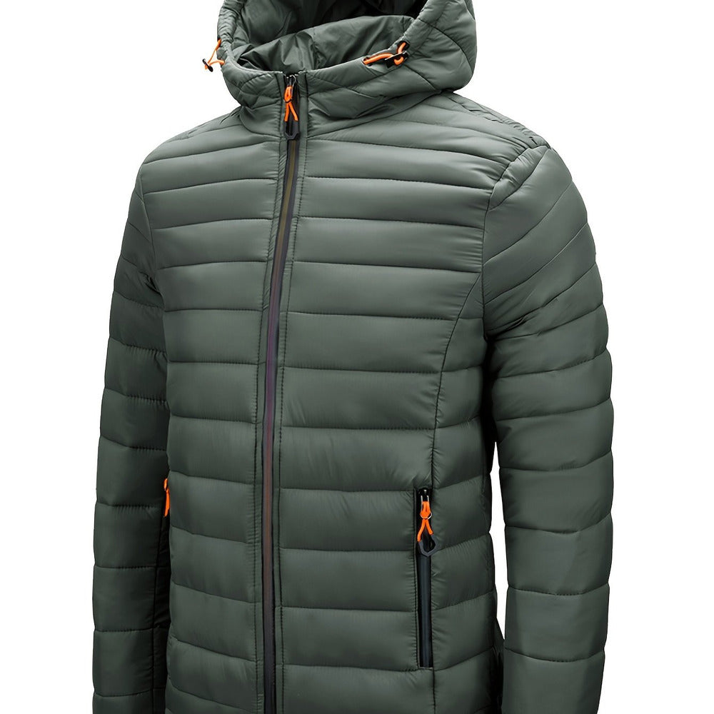 Men's hooded quilted puffer jacket in fern green