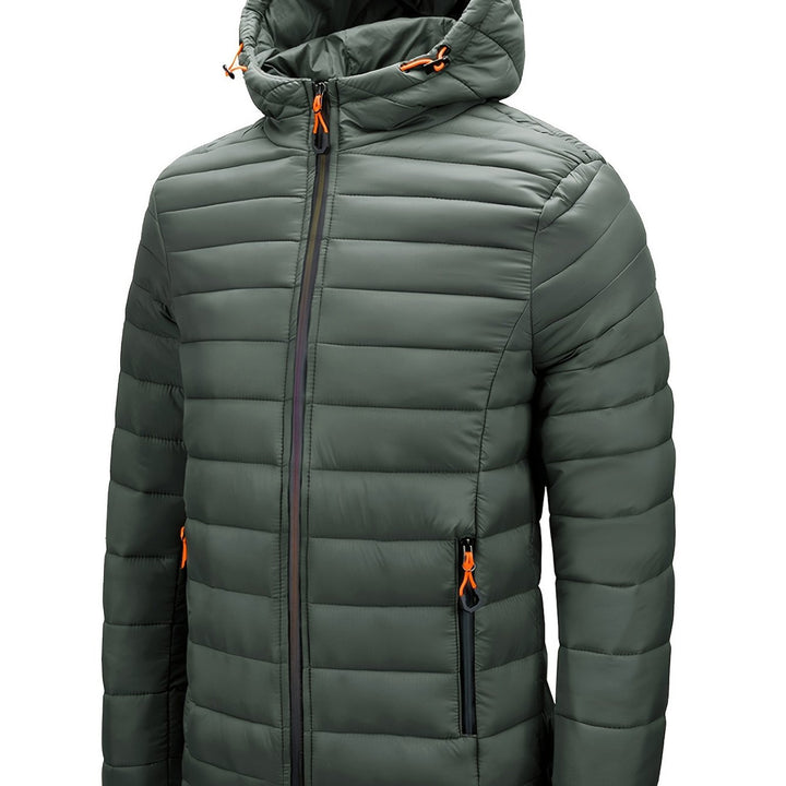 Men's hooded quilted puffer jacket in fern green