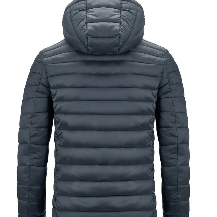 Men's hooded quilted puffer jacket in grey