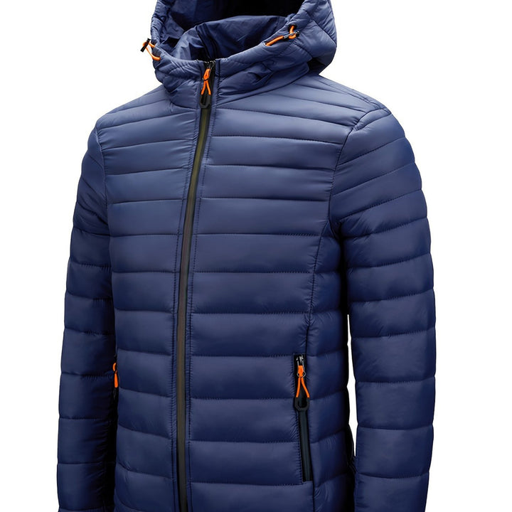 Men's hooded quilted puffer jacket in navy