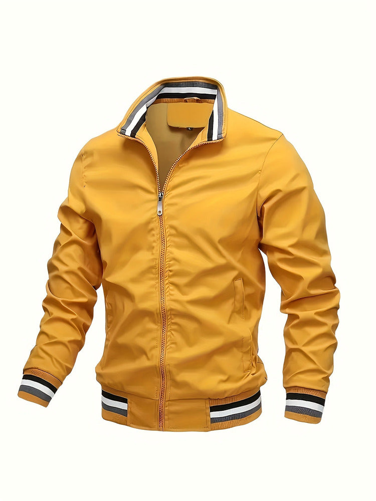 Men's lightweight bomber jacket in mustard yellow
