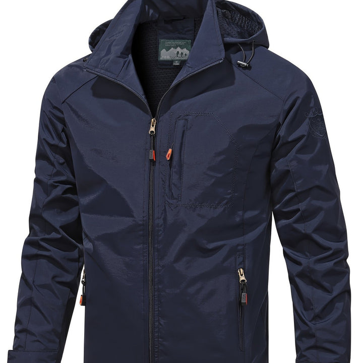 Men's lightweight hooded windbreaker in navy