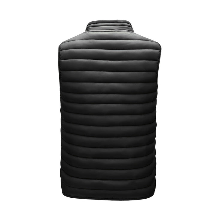Men's lightweight quilted gilet in black, back view