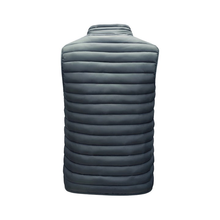 Men's lightweight quilted gilet in dark grey, back view