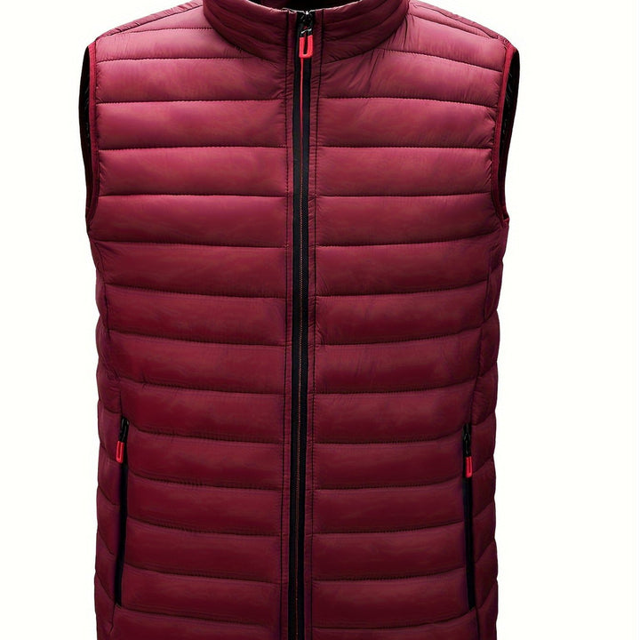 Men's lightweight quilted gilet in dark red