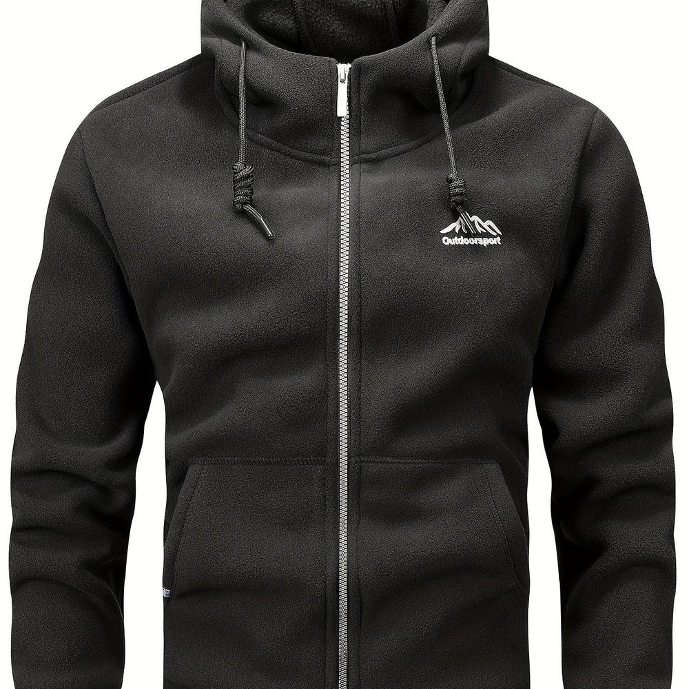 Men's thick zip-up hoodie in black