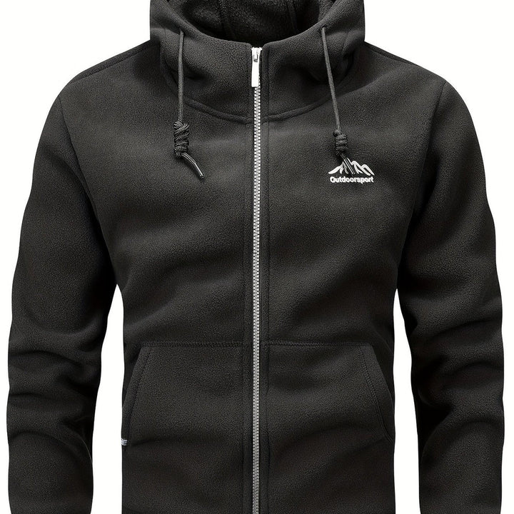 Men's thick zip-up hoodie in black
