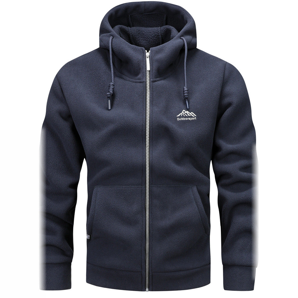 Men's thick zip-up hoodie in navy, alternative view