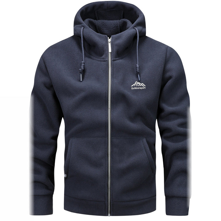 Men's thick zip-up hoodie in navy, alternative view