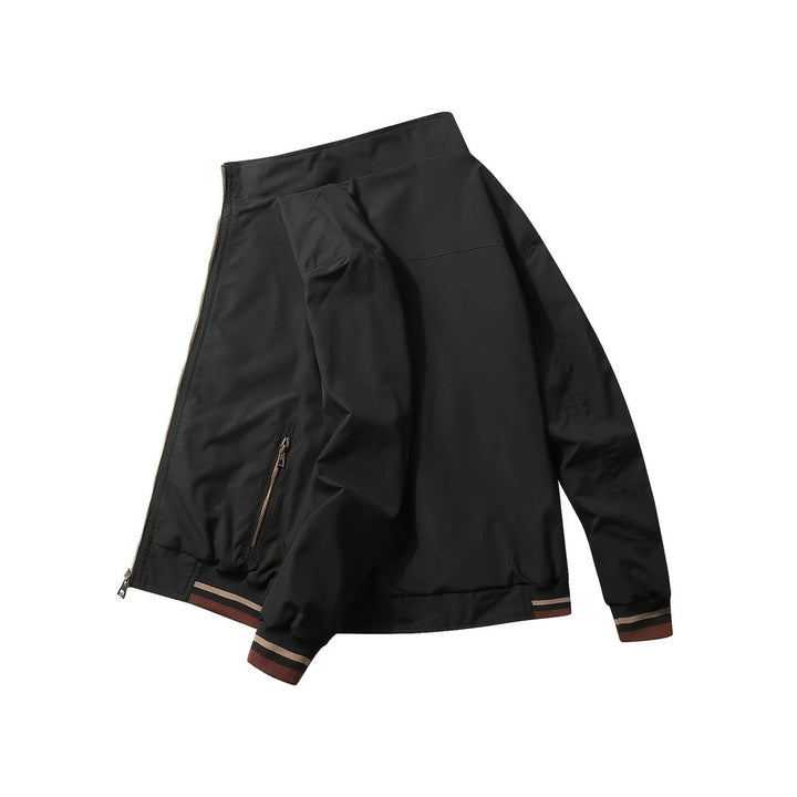 Men's reversible bomber jacket in black, back view