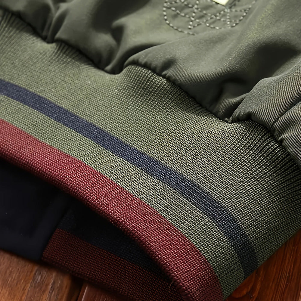 Men's reversible bomber jacket, cuff detail