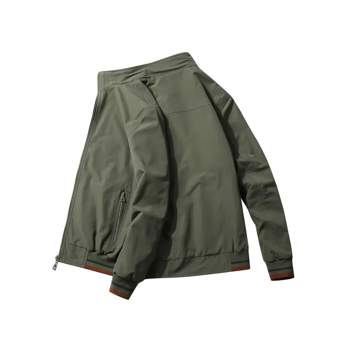 Men's reversible bomber jacket in fern green, back view
