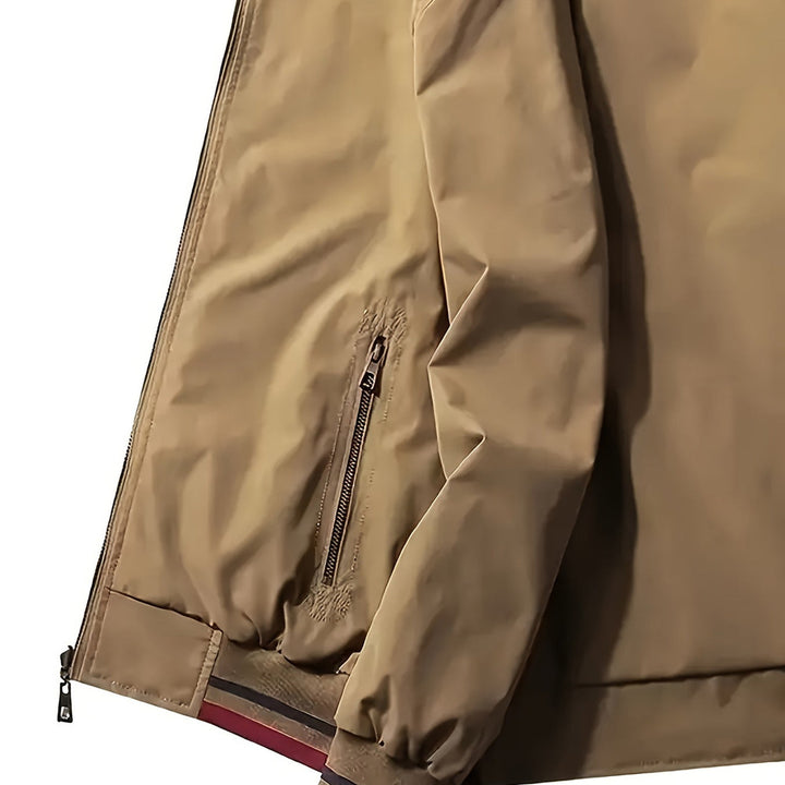 Men's reversible bomber jacket in khaki, sleeve detail