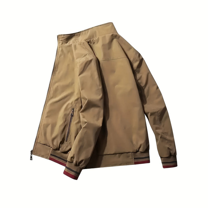 Men's reversible bomber jacket in khaki, side view