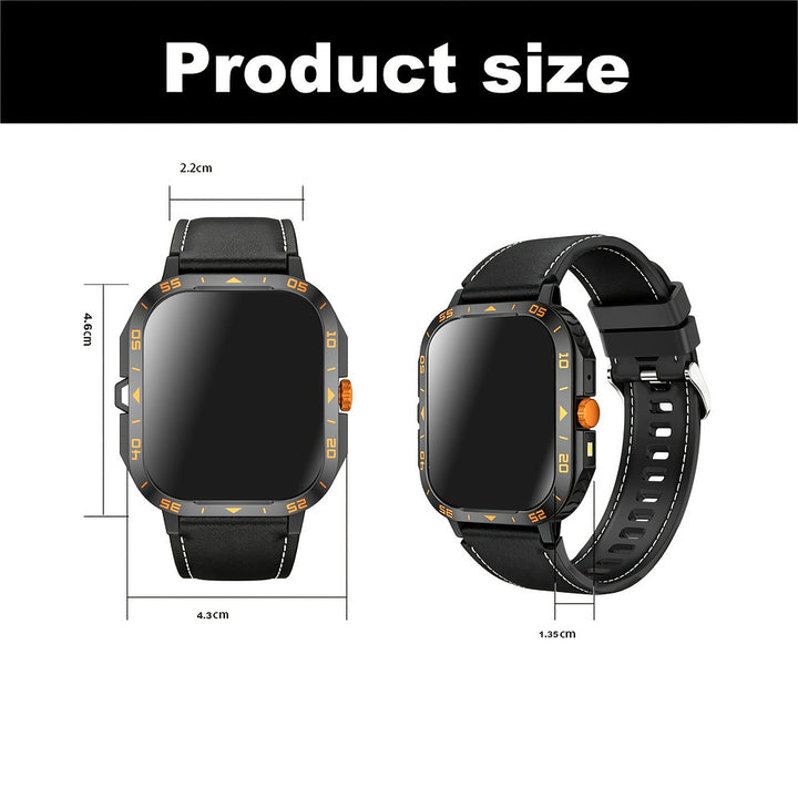 Men's rugged smart watch with 1.83-inch display and built-in LED torch