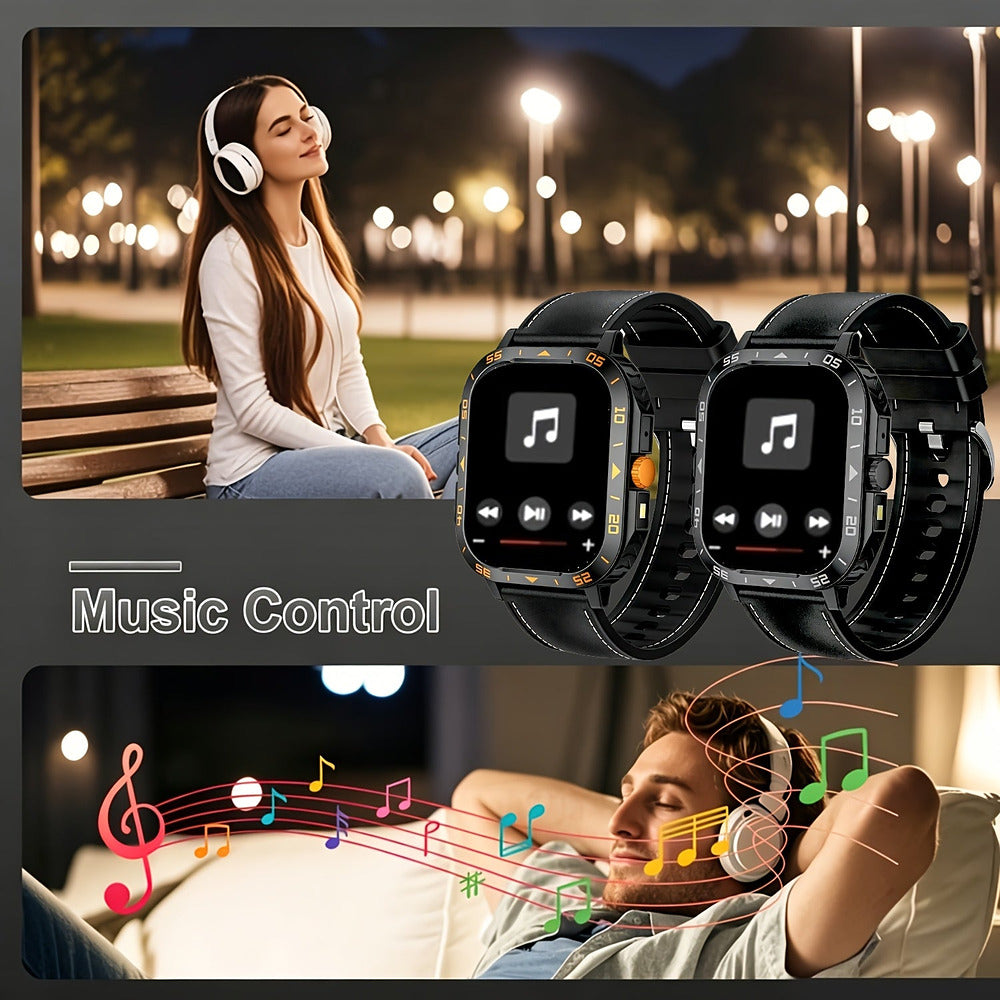 Men's rugged smart watch with 1.83-inch display and built-in LED torch