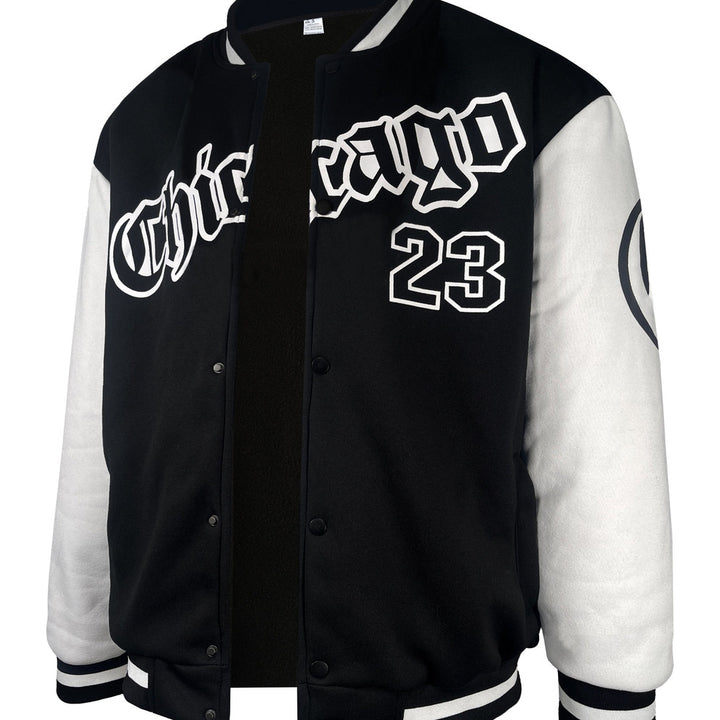 Men's varsity baseball jacket in black