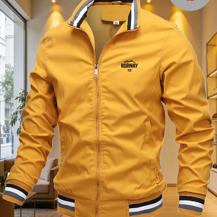 Men's windproof baseball collar jacket in turmeric