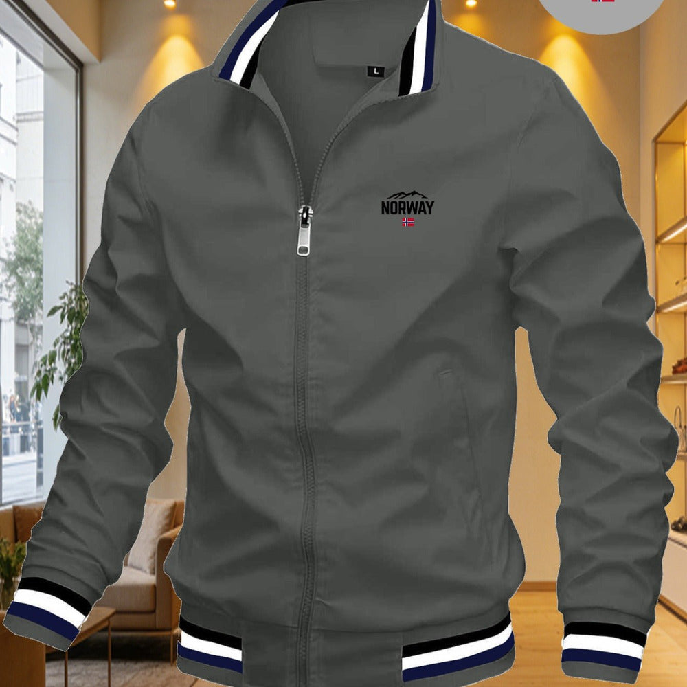Men's windproof baseball collar jacket in light grey