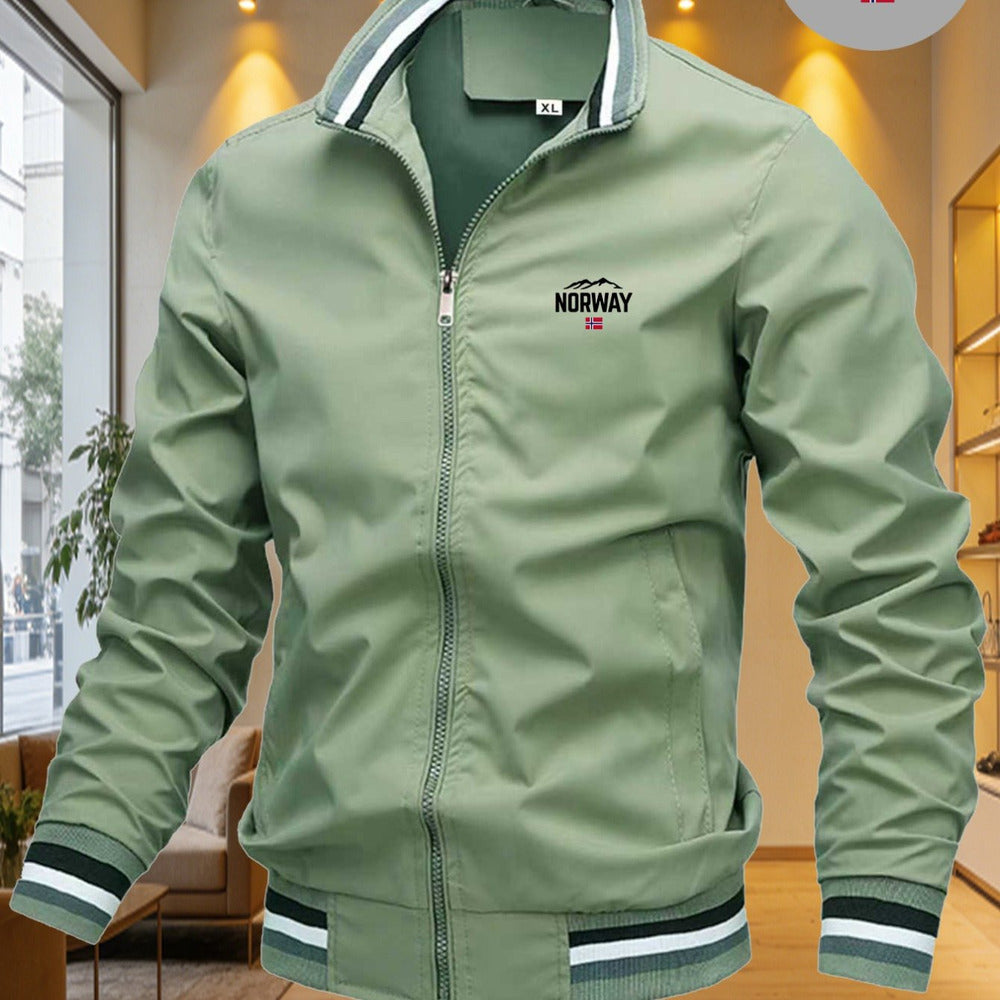 Men's windproof baseball collar jacket in light green