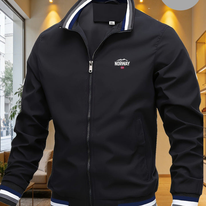 Men's windproof baseball collar jacket in black