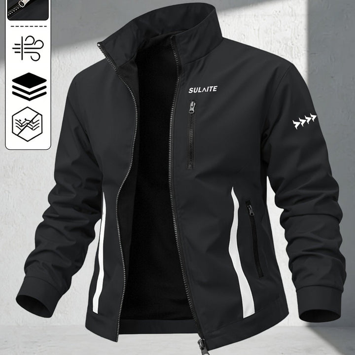 Men's windproof stand collar jacket in black