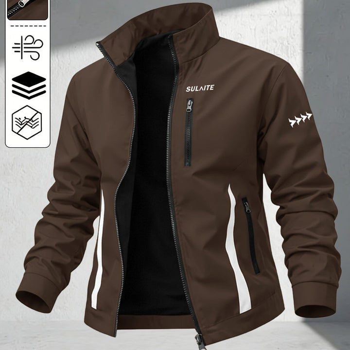 Men's windproof stand collar jacket in coffee