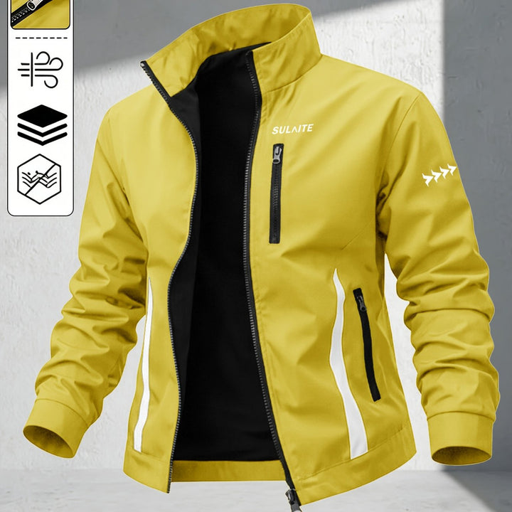 Men's windproof stand collar jacket in yellow