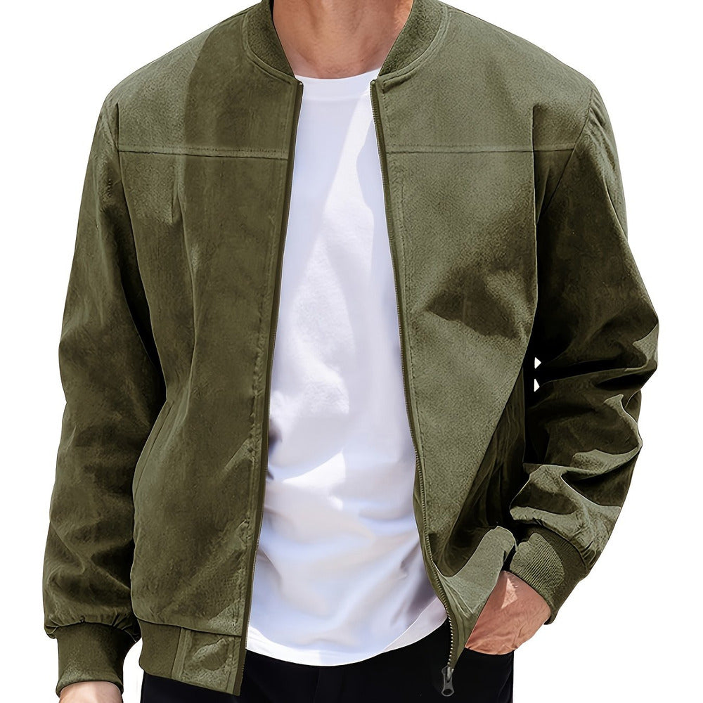 Men's zip-up bomber jacket in fern green