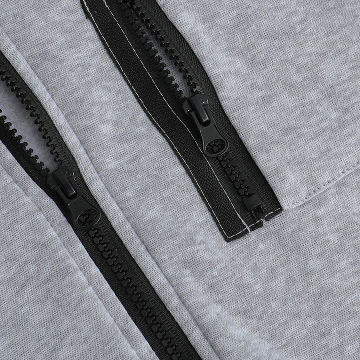 Men's zip-up hoodie with contrast piping, zip chest pocket detail