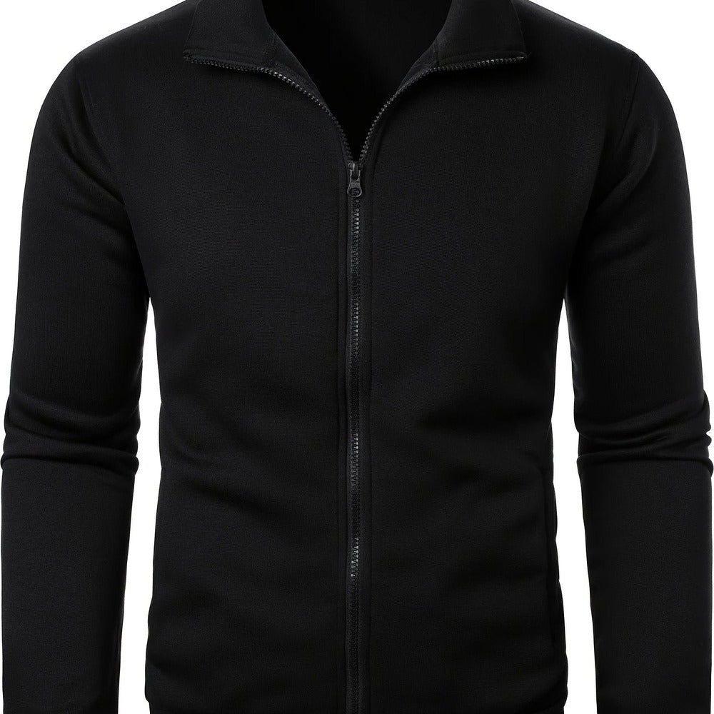 Men's plush-lined zip-up jacket in black