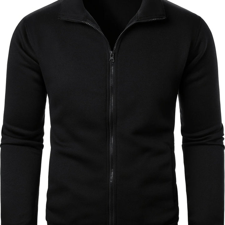 Men's plush-lined zip-up jacket in black