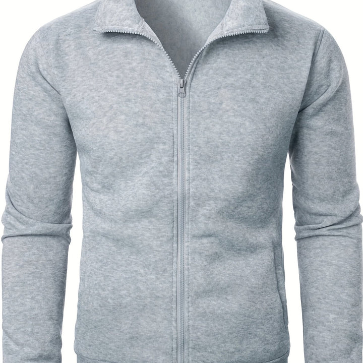 Men's plush-lined zip-up jacket in light grey