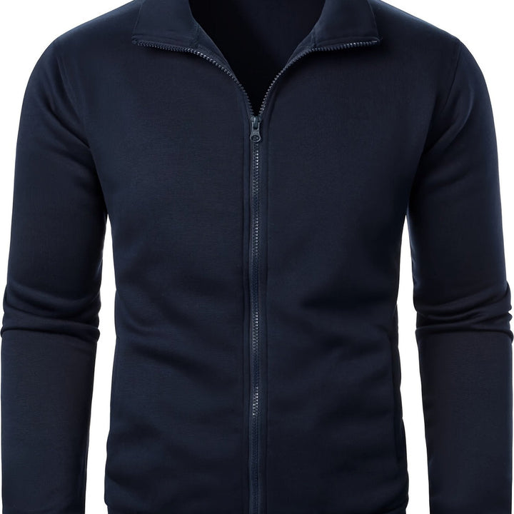 Men's plush-lined zip-up jacket in navy