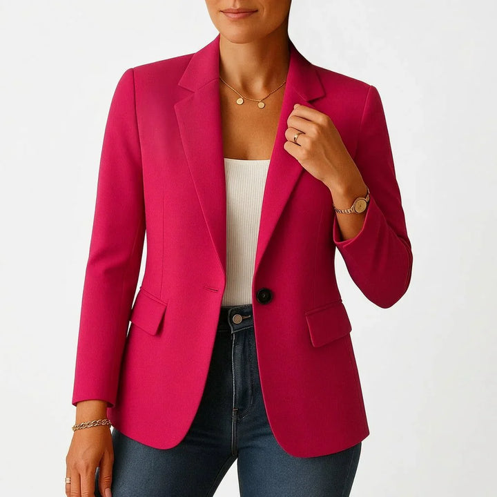 Women's blazer in beige colourway with tailored fit and classic lapels