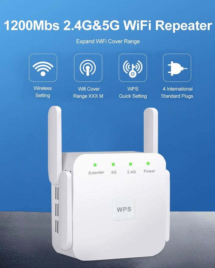 UltraXtend range extender featuring plug-in design and multiple antennas for extended coverage