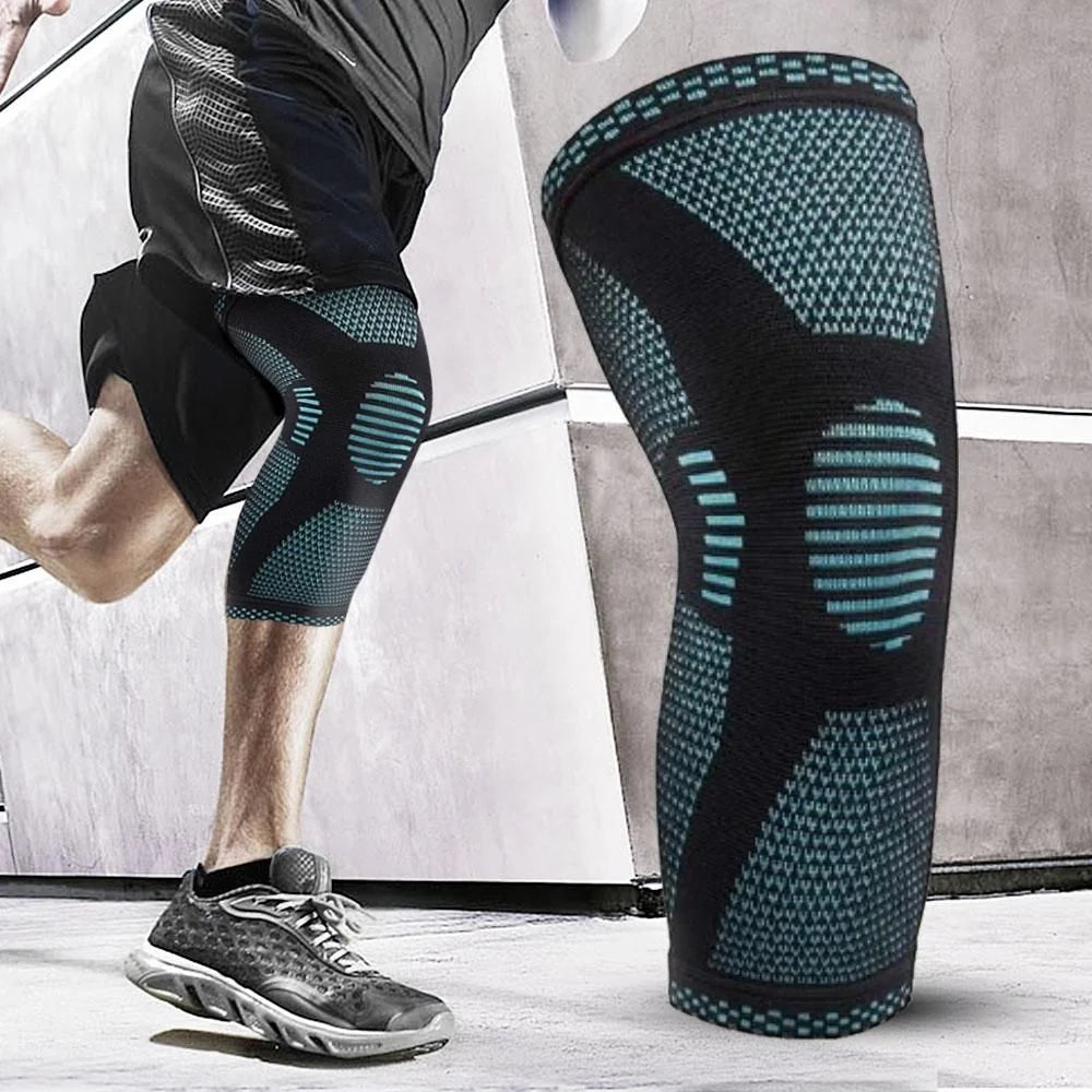 Men's Sport Knee Sleeves with compression knit design and reinforced support zones for running and training