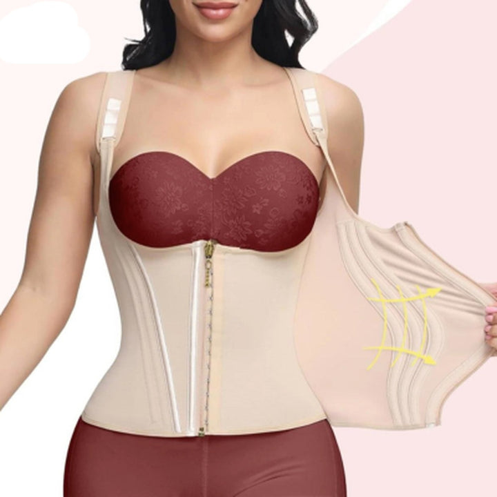 Noémie slimming body shaper in pink, front view