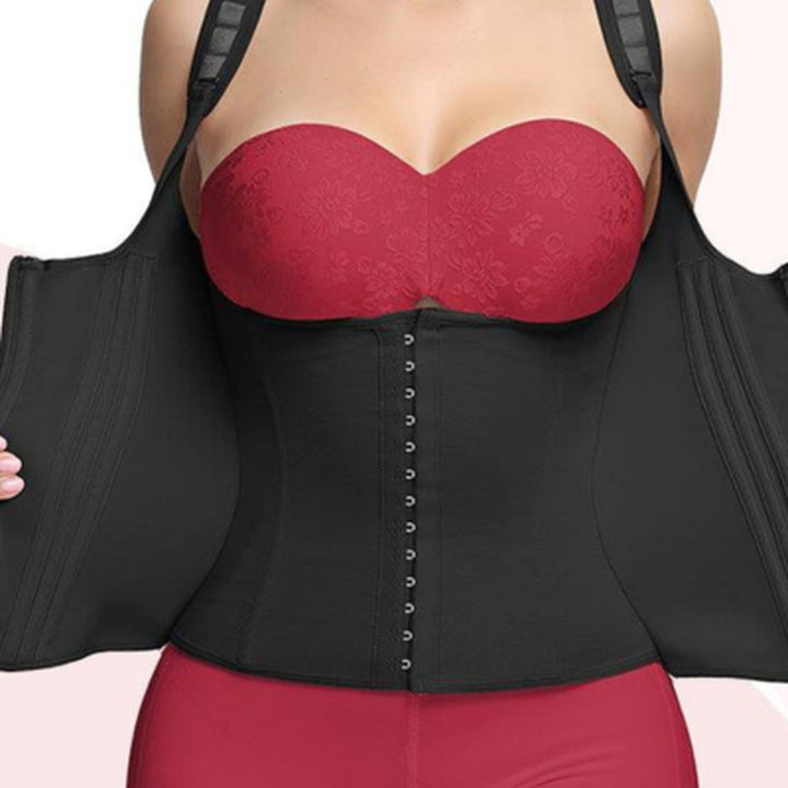 Noémie pink body shaper, side view showing shaping fit