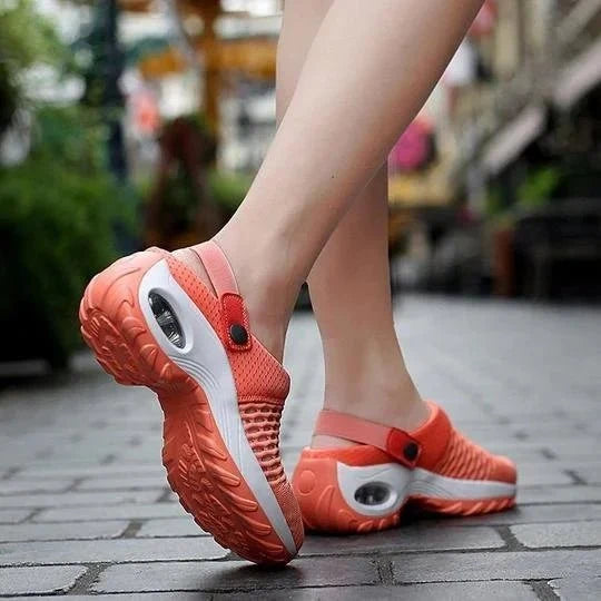 Close-up of air-cushioned shoes with strong cushioning for diabetics displaying contoured footbed and pressure-relief design