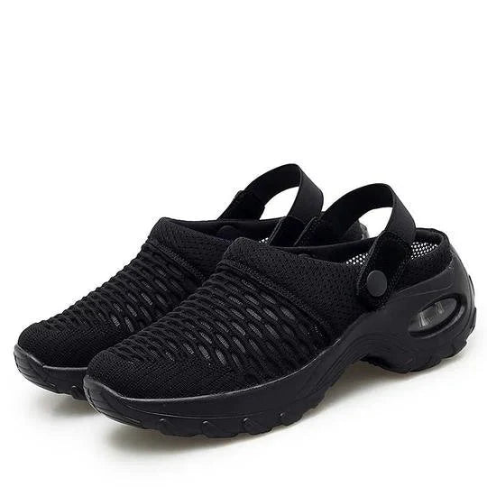Air-cushioned shoes with strong cushioning for diabetics in blue colourway featuring air-chamber sole technology