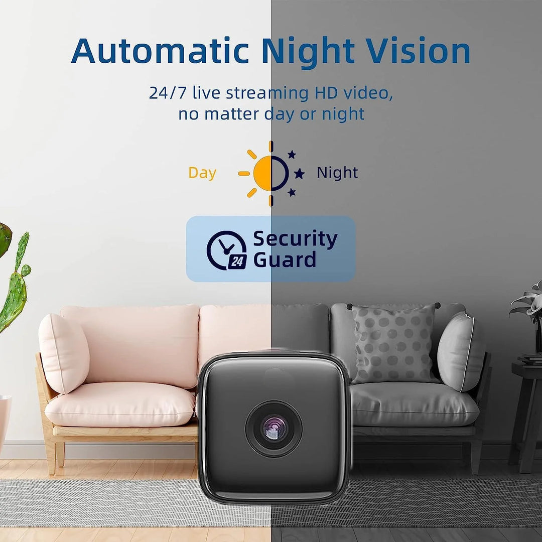 Indoor security camera installation view showing flexible mounting options for home surveillance monitoring