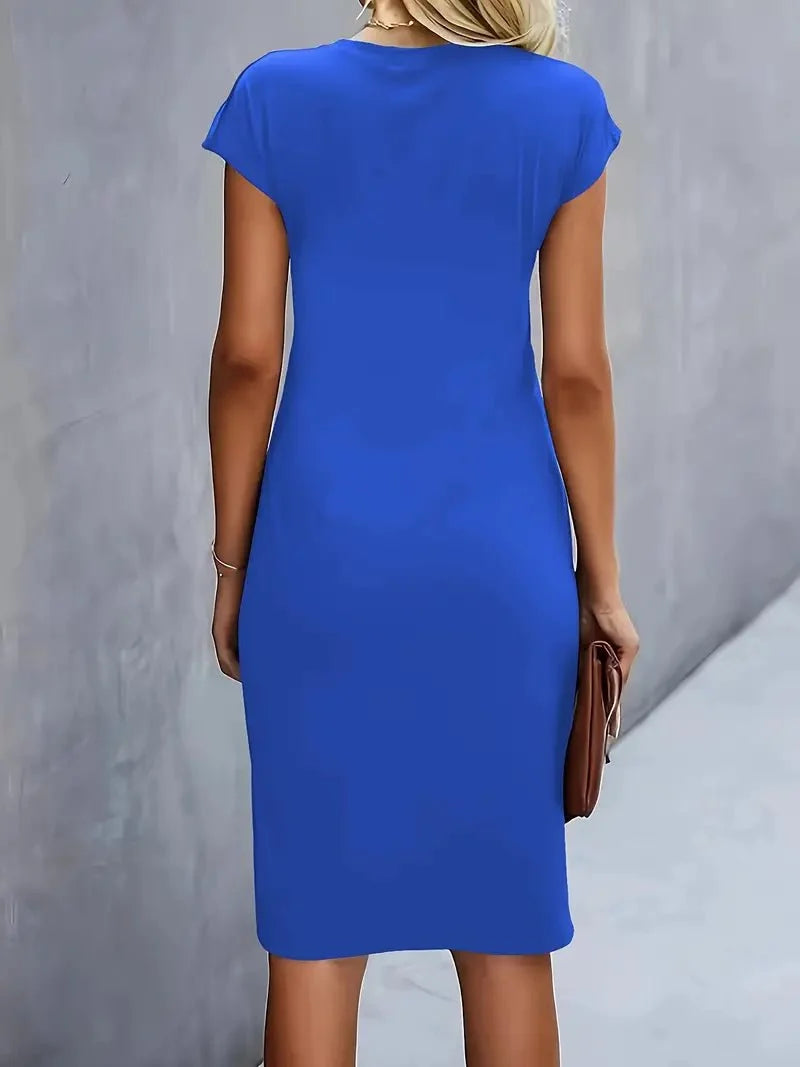 Cap sleeve bodycon midi dress in versatile work-to-evening silhouette
