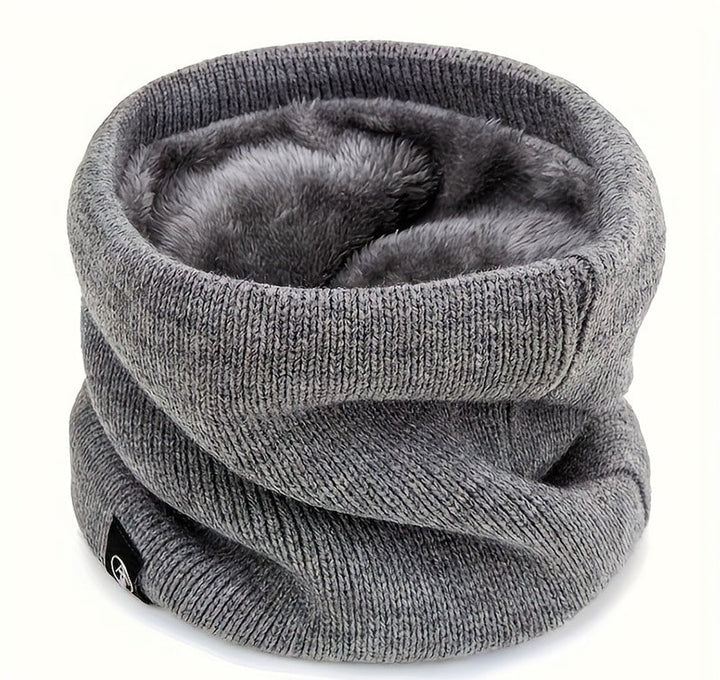 Plush lined knitted snood neck warmer in grey