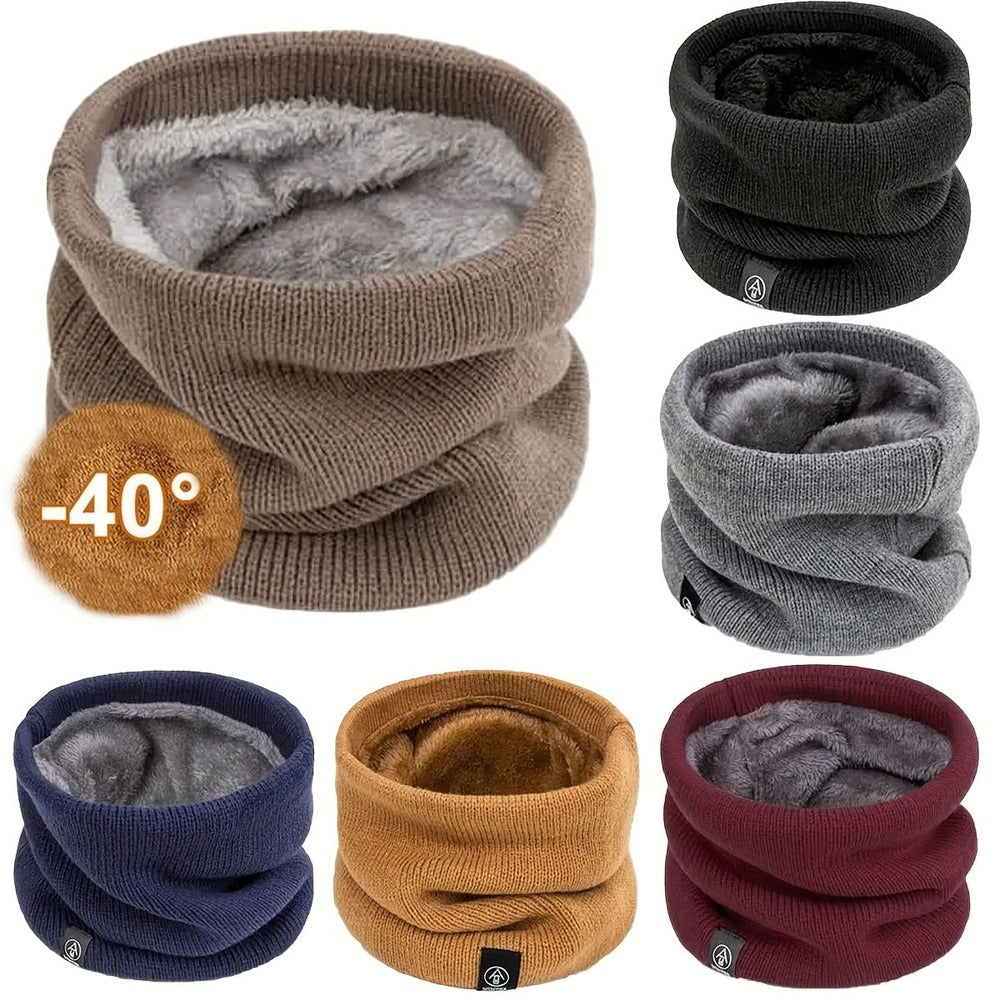 Plush lined knitted snood neck warmer