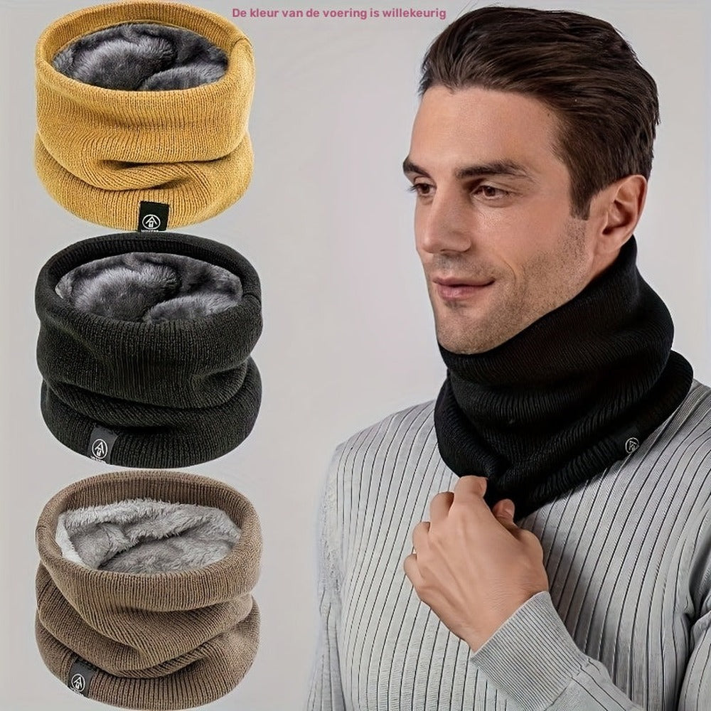Plush lined knitted snood neck warmer