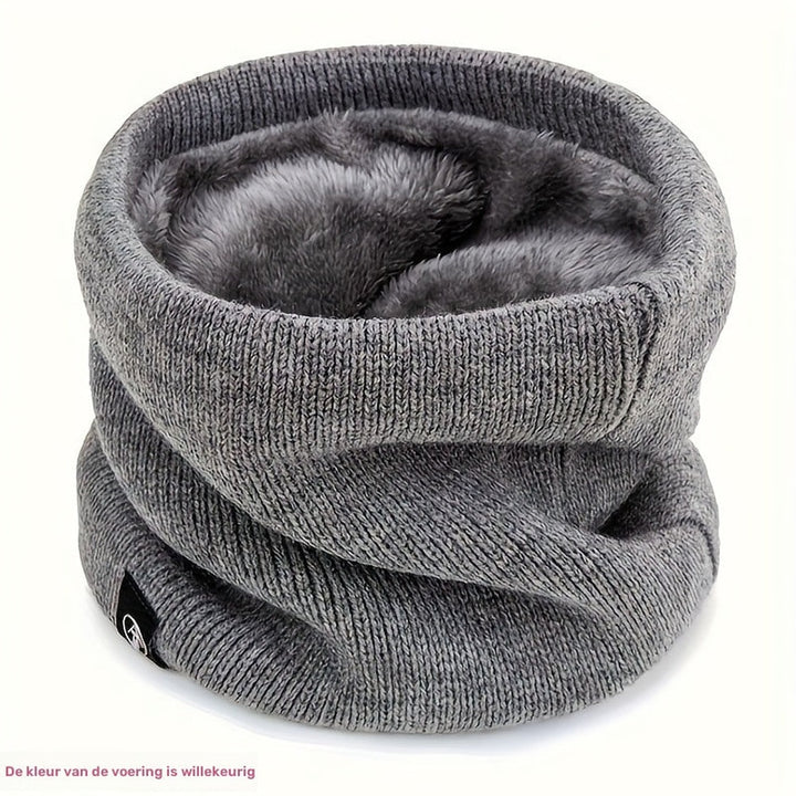 Plush lined knitted snood neck warmer