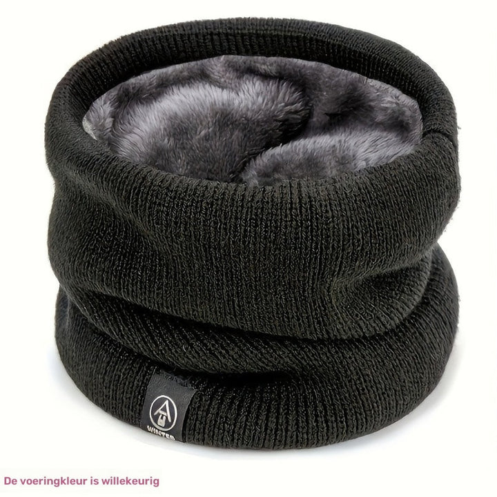 Plush lined knitted snood neck warmer