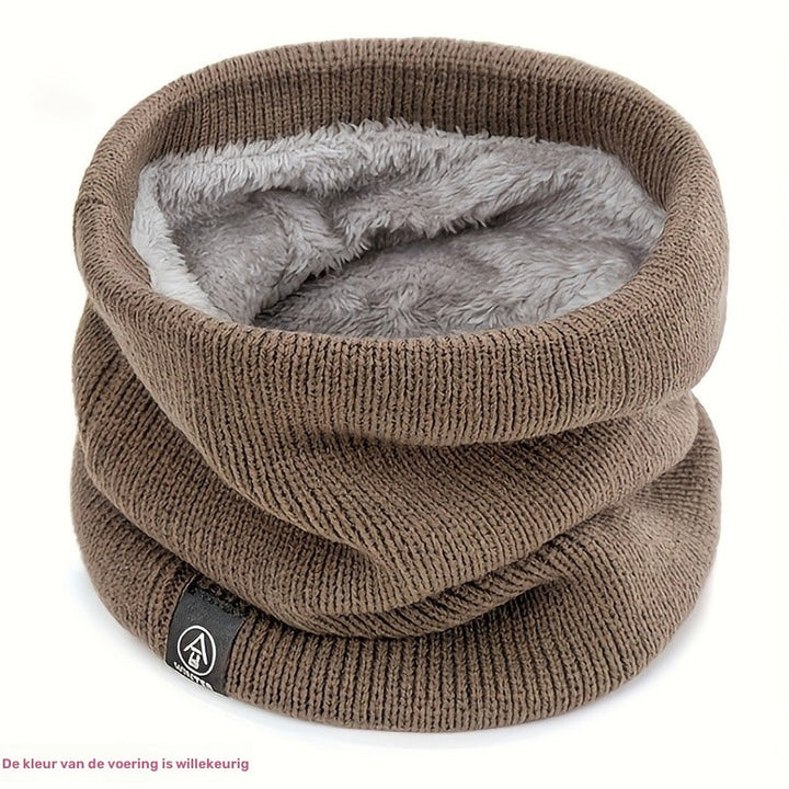 Plush lined knitted snood neck warmer