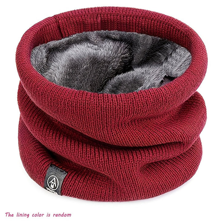 Plush lined knitted snood neck warmer